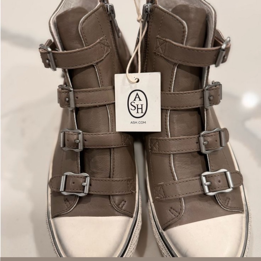 Ash Brown High-Top Sneakers